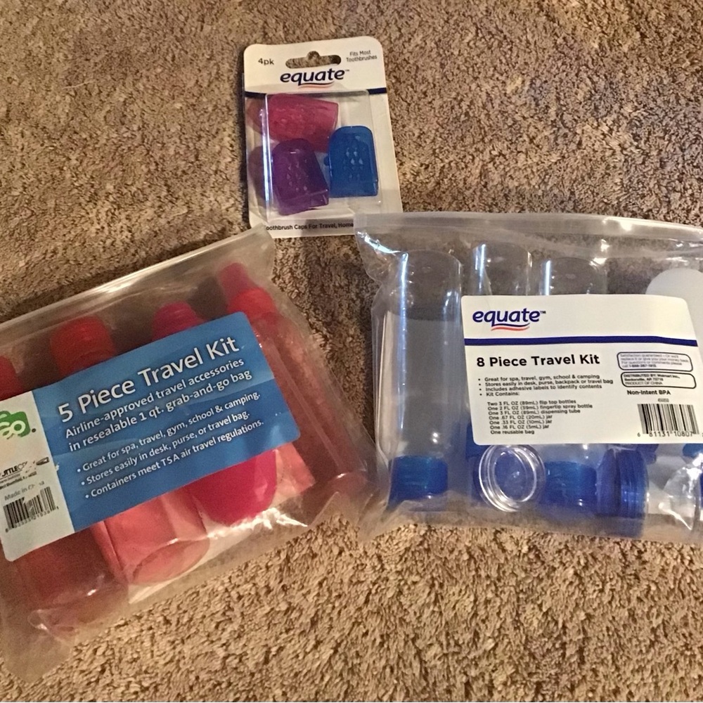 Travel Sets (2) and Toothbrush Covers